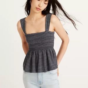 Madewell Smocked Peplum Tank Top
